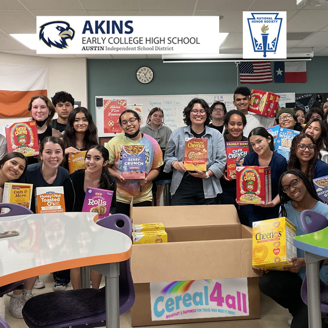 Akins HS National Honor Society Cereal4all Drive 2023 News